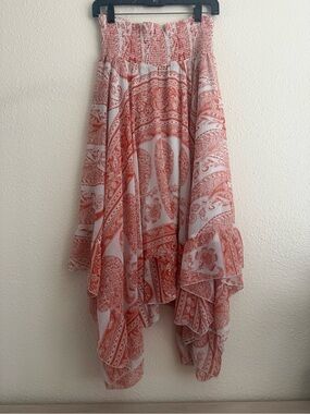 Lapis Coral Paisley Handkerchief Hem Skirt
